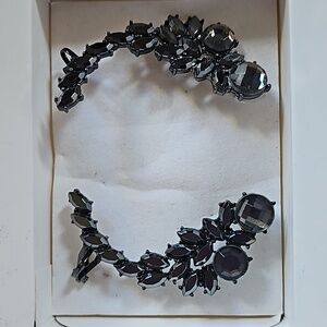 Mark by Avon sparkly gray hematite 2" climber gunmetal silver earrings w cuff